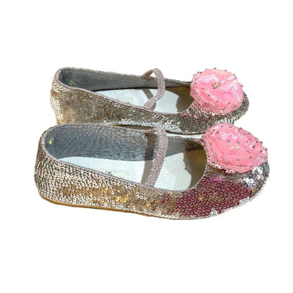 Silver & Pink Super Cute Ballerina‎ Flats Girls 4Inf 5Inf 6Inf 7Tdlr 2yth 3Yth